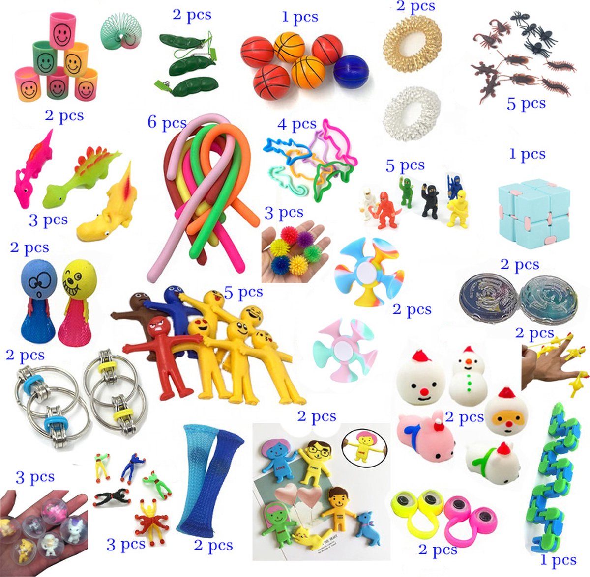 Fidget Toys Pakket | 64 stuks | Fidget Speeltjes Set | Fidget Toy | Fidgets | Fidget Spinner